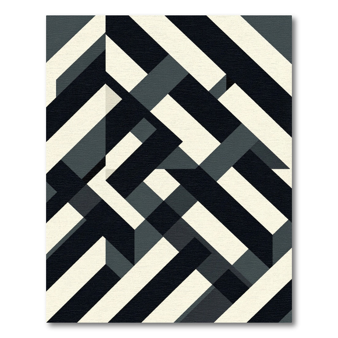 Monochromatic Geometric Intersecting Linear Art Rug