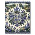Empress Blue Floral Crest Garden Rug