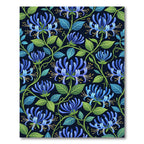 Blooming Navy Blue Honeysuckle Botanical Illustration Rug