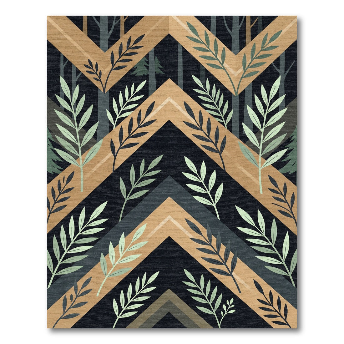 Modern Chevron Leaf Forest Floor Rug