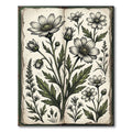Vintage Botanical White Daisy Sketch Rug