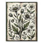 Vintage Botanical White Daisy Sketch Rug