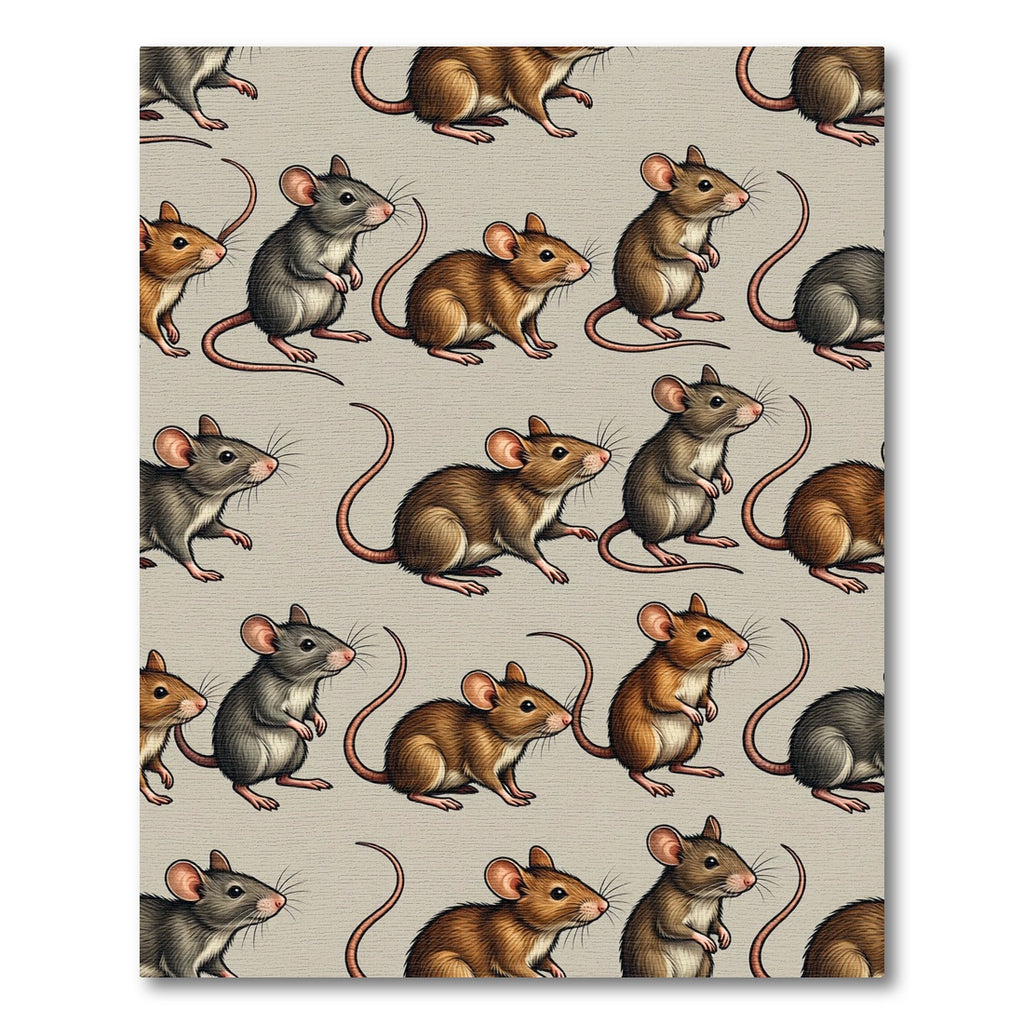 Whimsical Mouse Sketch Neutral Repeat Rug