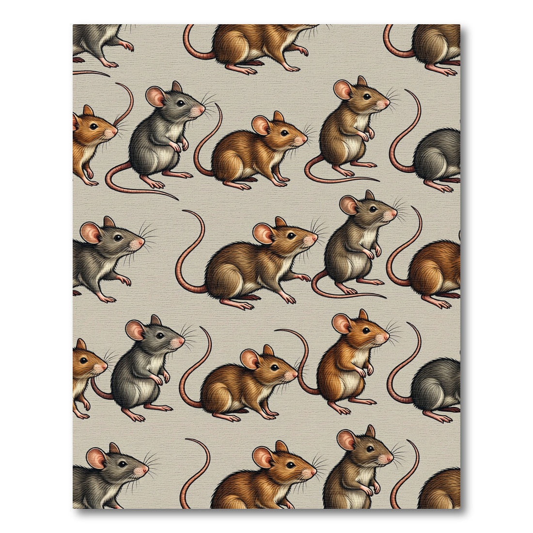Whimsical Mouse Sketch Neutral Repeat Rug