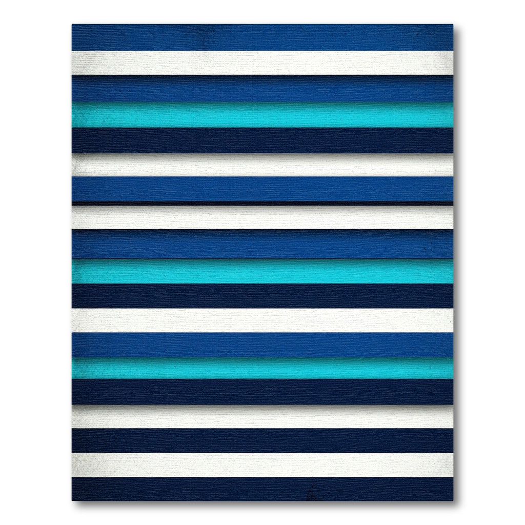 Modern Navy and Cyan Horizontal Stripe Rug