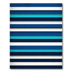Modern Navy and Cyan Horizontal Stripe Rug