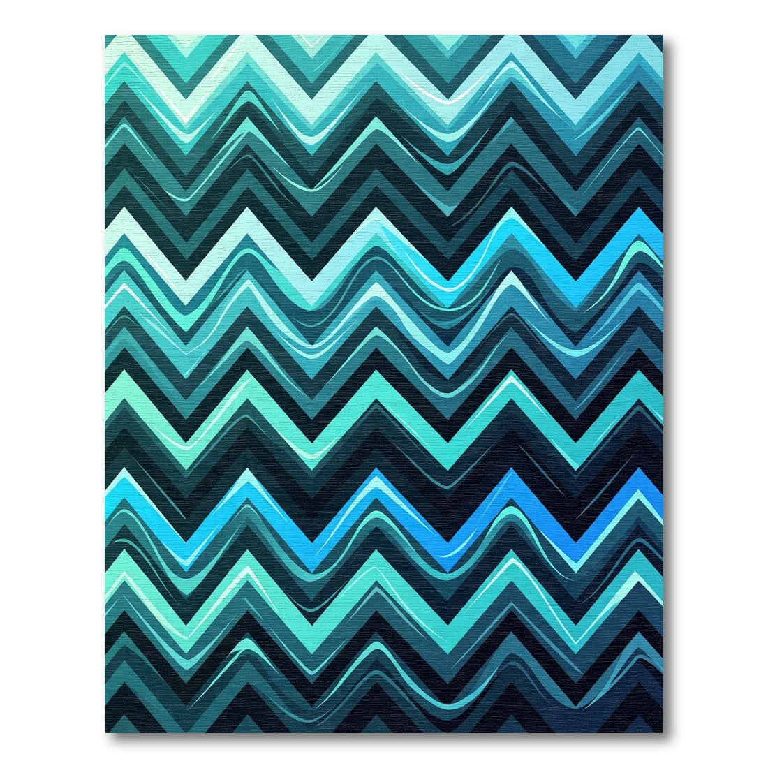 Aqua Blue Wavey Chevron Rug