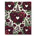 Crimson Floral Heart Medley Rug