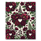 Crimson Floral Heart Medley Rug
