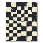 Distressed Black and Cream Checkerboard Rug