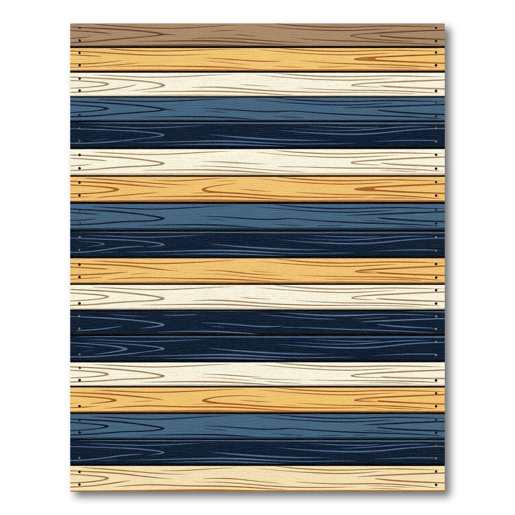 Modern Striped Multicolor Nautical Wood Plank Rug