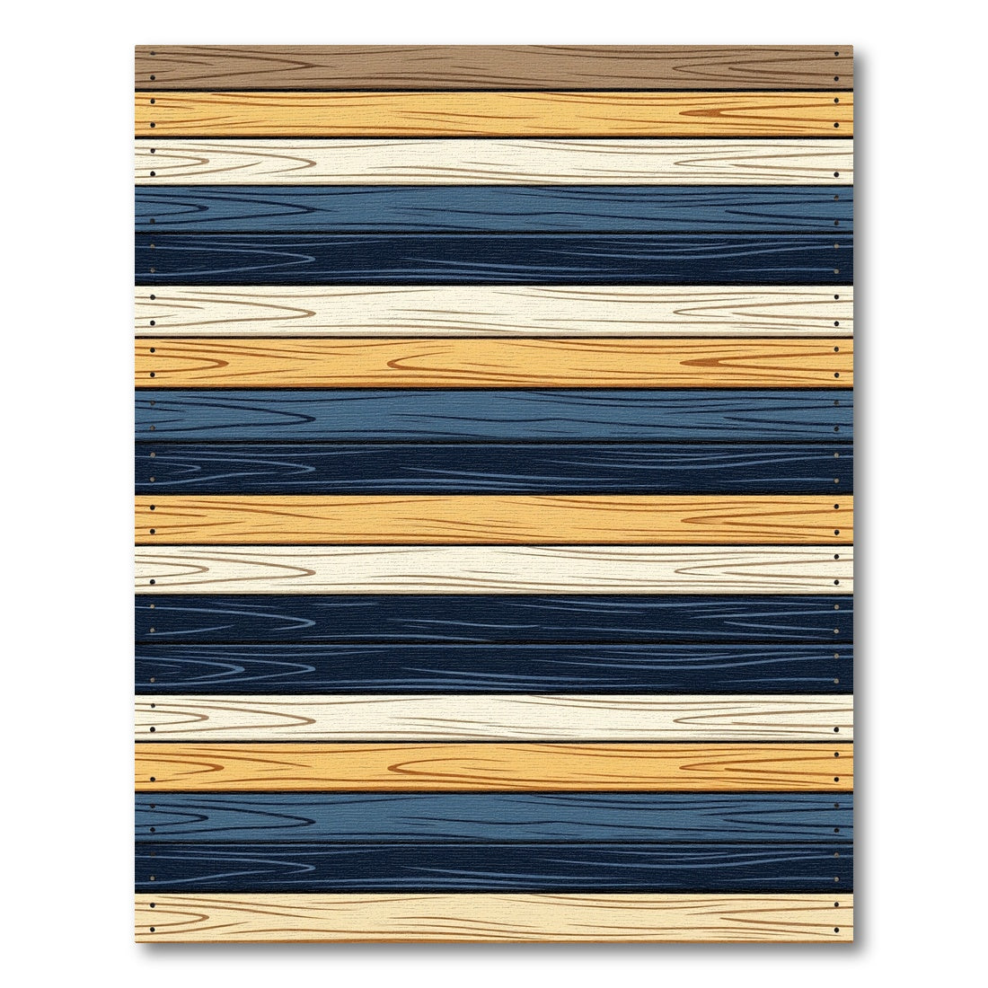 Modern Striped Multicolor Nautical Wood Plank Rug