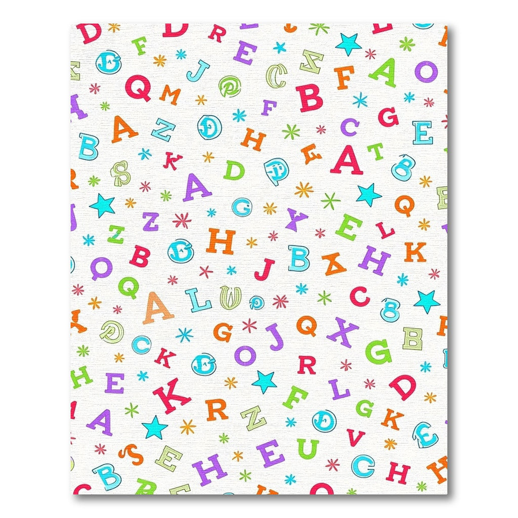 Colorful Alphabet Scattered Stars Rug