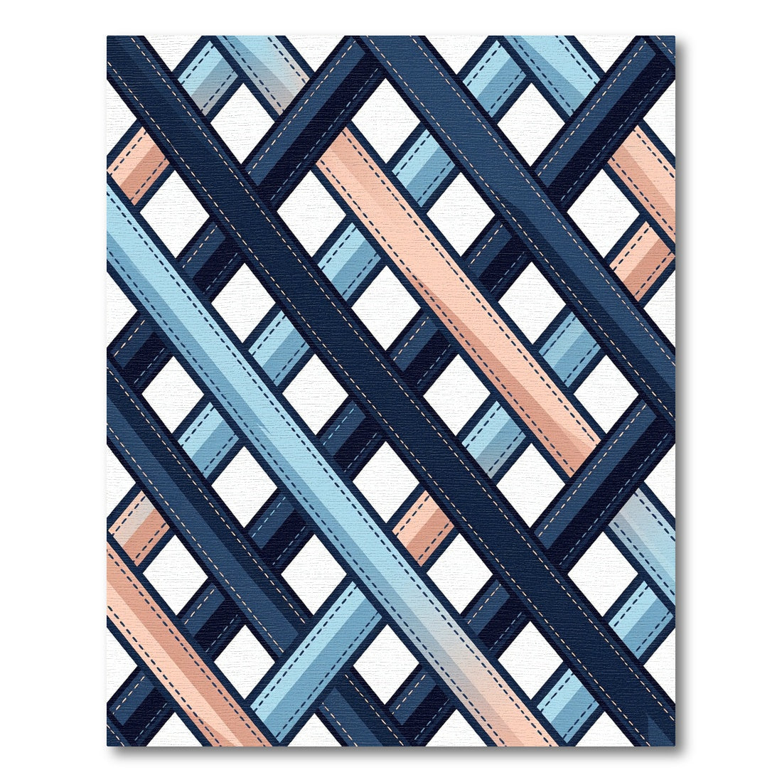 Crimson Blue Intersecting Ribbon Grid Rug
