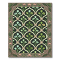 Dark Green Floral Lattice Tulips Rug