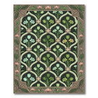 Dark Green Floral Lattice Tulips Rug