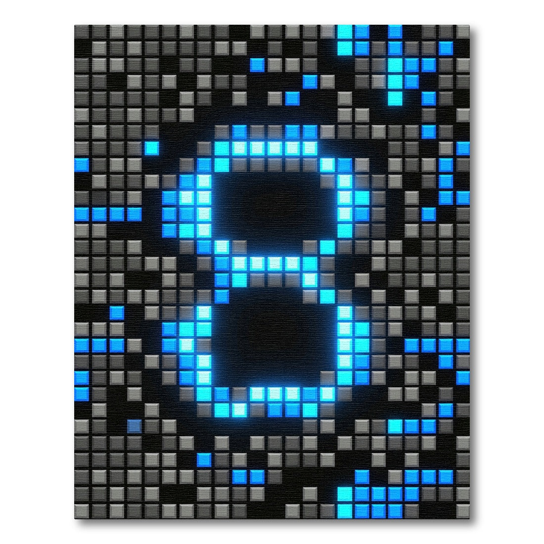 Glowing Digital Pixel Eight Art Rug