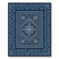 Geometric Navy Blue Interlocking Medallion Floor Covering Rug
