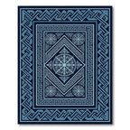 Geometric Navy Blue Interlocking Medallion Floor Covering Rug