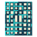 Teal Aqua Geometric Cubed Illusion Rug