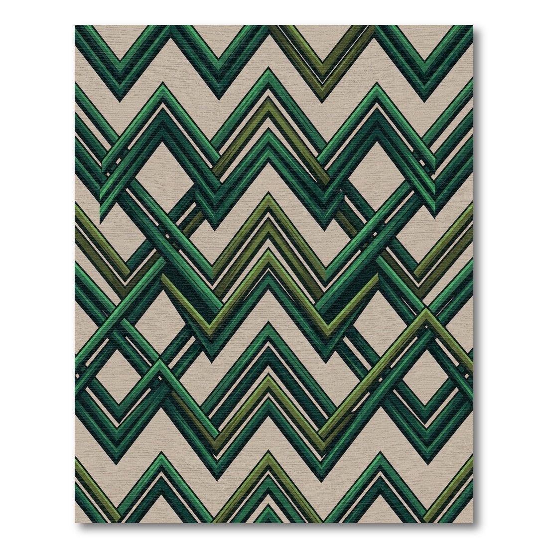 Modern Geometric Emerald Chevron Weave Rug