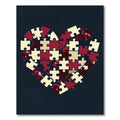 Burgundy Heart Jigsaw Abstract Puzzle Rug