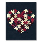 Burgundy Heart Jigsaw Abstract Puzzle Rug