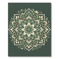 Earthy Sage Green Floral Medallion Rug