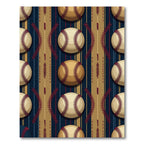 Vintage Navy Beige Baseball Stripe Rug