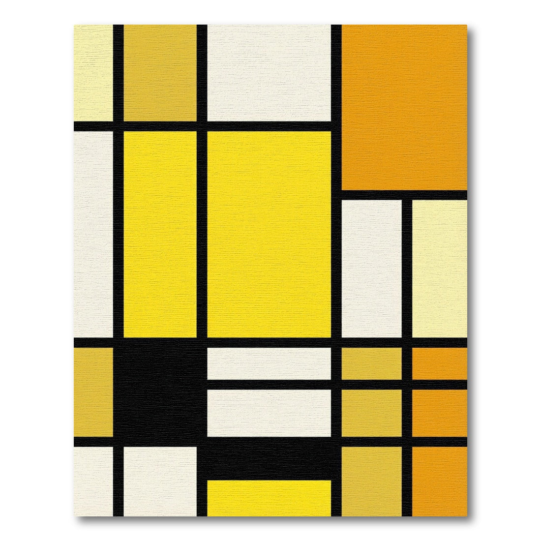 Geometric Abstract Yellow Mondrian Composition Rug