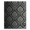 Elegant Silver Damask Charcoal Monochrome Rug