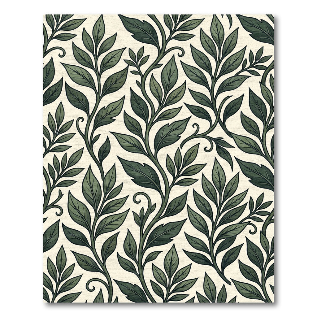 Classic Green Leafy Vine Pattern Rug