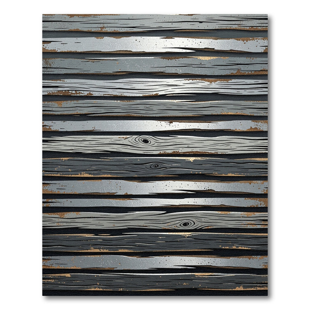 Rustic Gray Wood Grain Stripes Rug