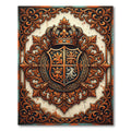 Ornate Copper Royal Crest Medallion Rug