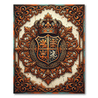 Ornate Copper Royal Crest Medallion Rug