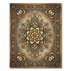 Golden Floral Medallion Scrollwork Area Rug