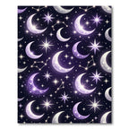 Celestial Purple Crescent Moon Constellation Rug