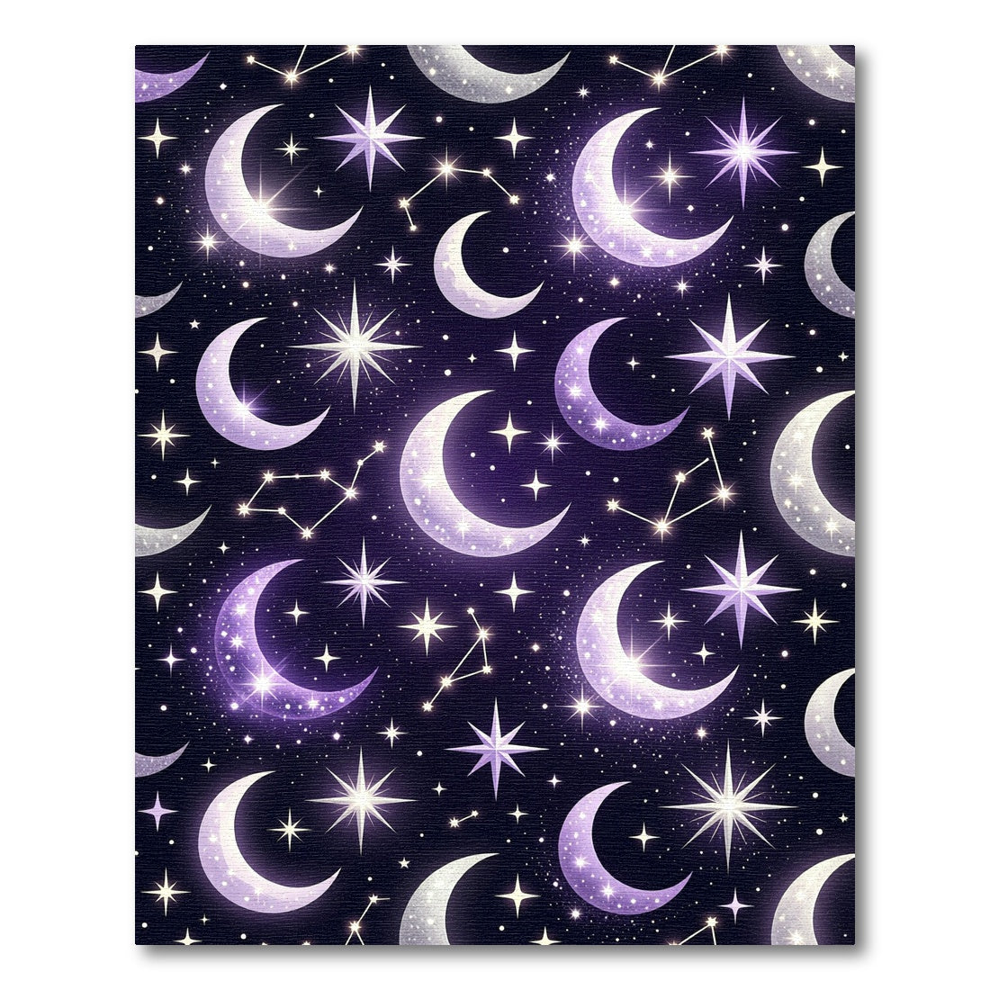 Celestial Purple Crescent Moon Constellation Rug