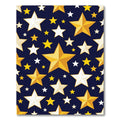 Golden White Stars Dark Blue Rug