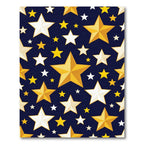 Golden White Stars Dark Blue Rug