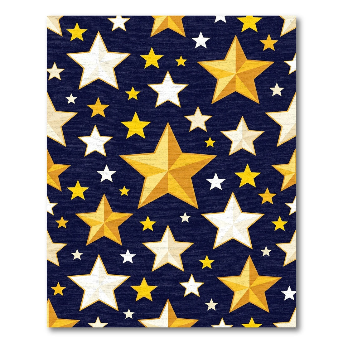Golden White Stars Dark Blue Rug