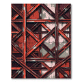 Crimson Industrial Scaffolding Abstraction Rug