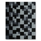 Monochrome Gray Abstract Pixel Grid Rug