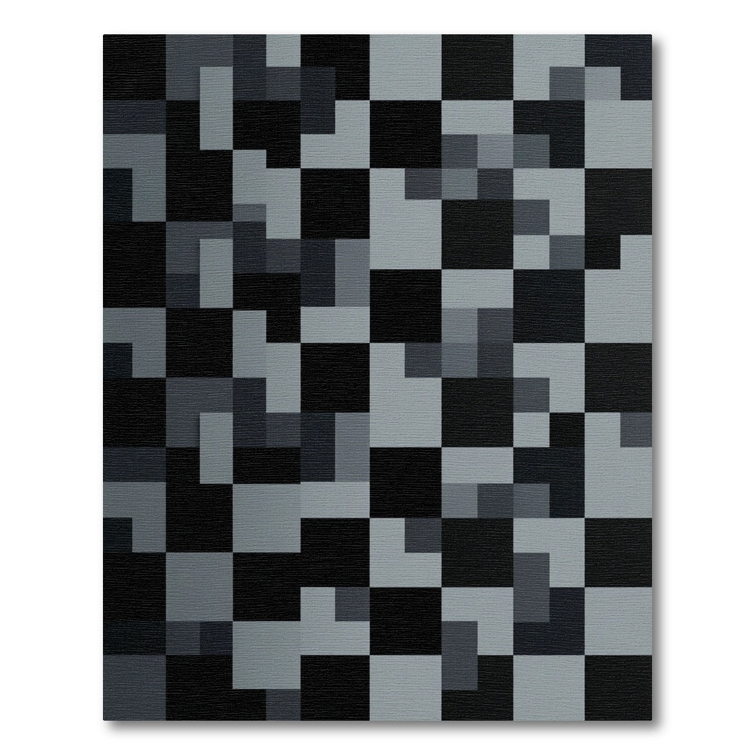 Monochrome Gray Abstract Pixel Grid Rug