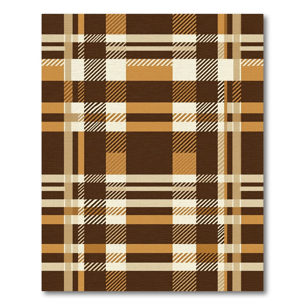 Warm Brown Tan Plaid Squares Rug