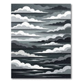 Monochrome Layered Cloudscape Abstract Art Rug
