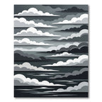 Monochrome Layered Cloudscape Abstract Art Rug