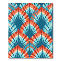 Teal Coral Tie Dye Fan Rug