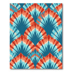 Teal Coral Tie Dye Fan Rug