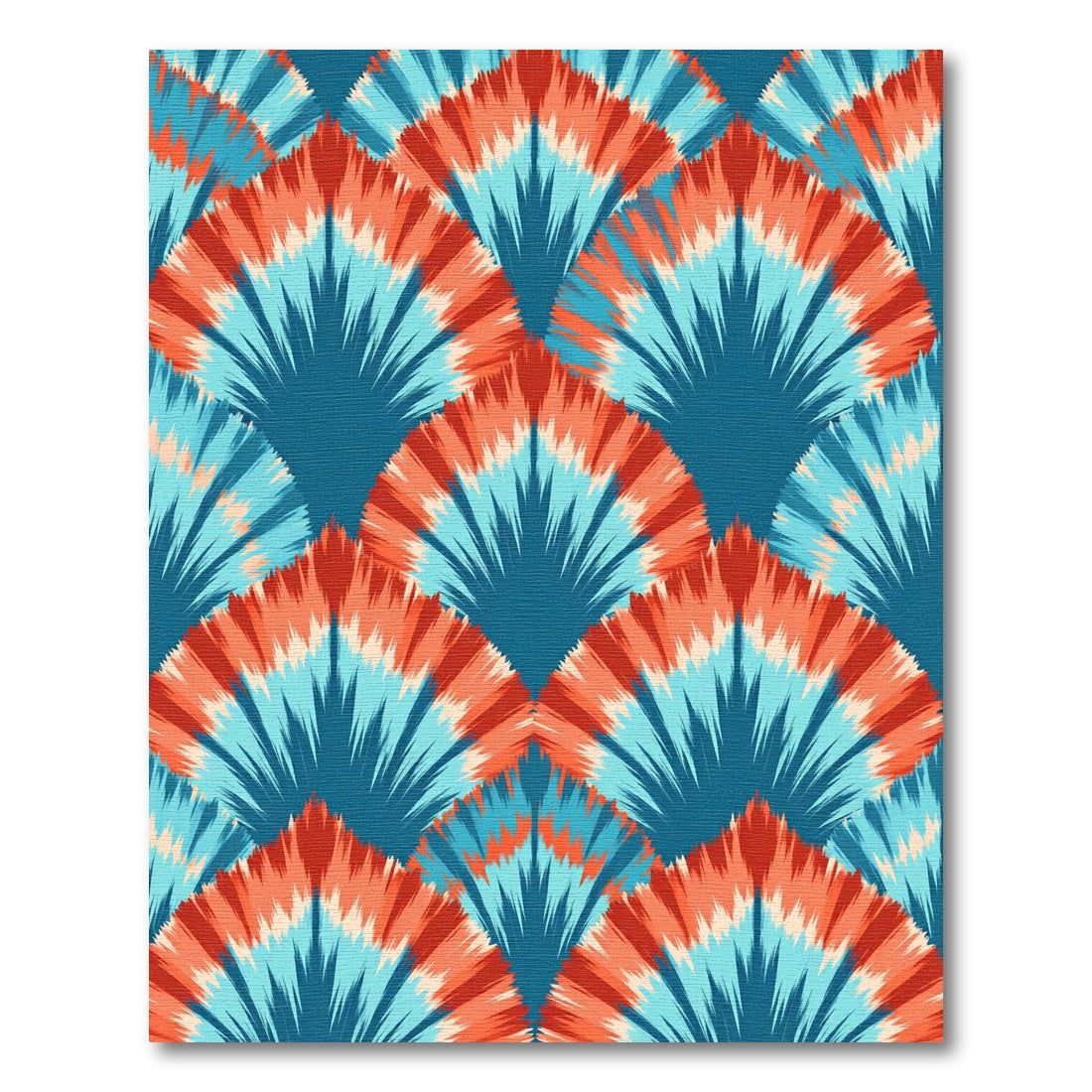 Teal Coral Tie Dye Fan Rug